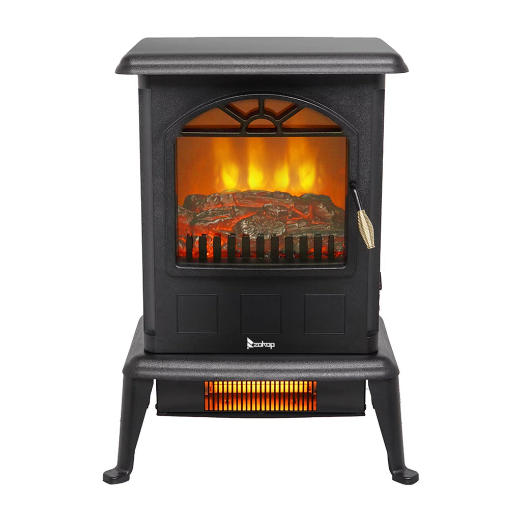 16.6" Freestanding Infrared Space Heater with Realistic 3D Flame Effect Z9191