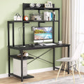 Black Medium Computer Desk with Storage Hutch Shelf C57655
