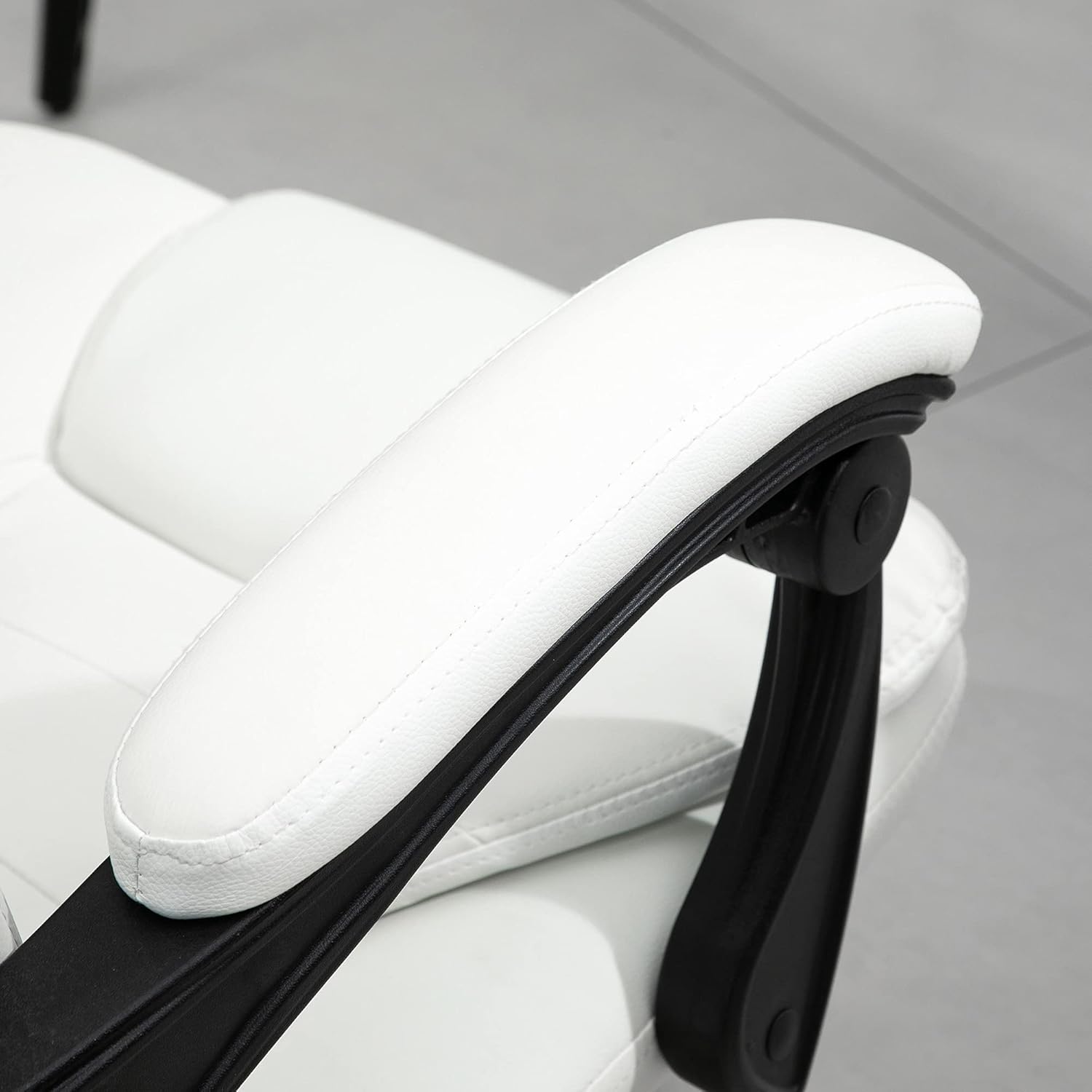 White PU Leather High Back Reclining Office Chair with Massage Foot Rest Heated X1476