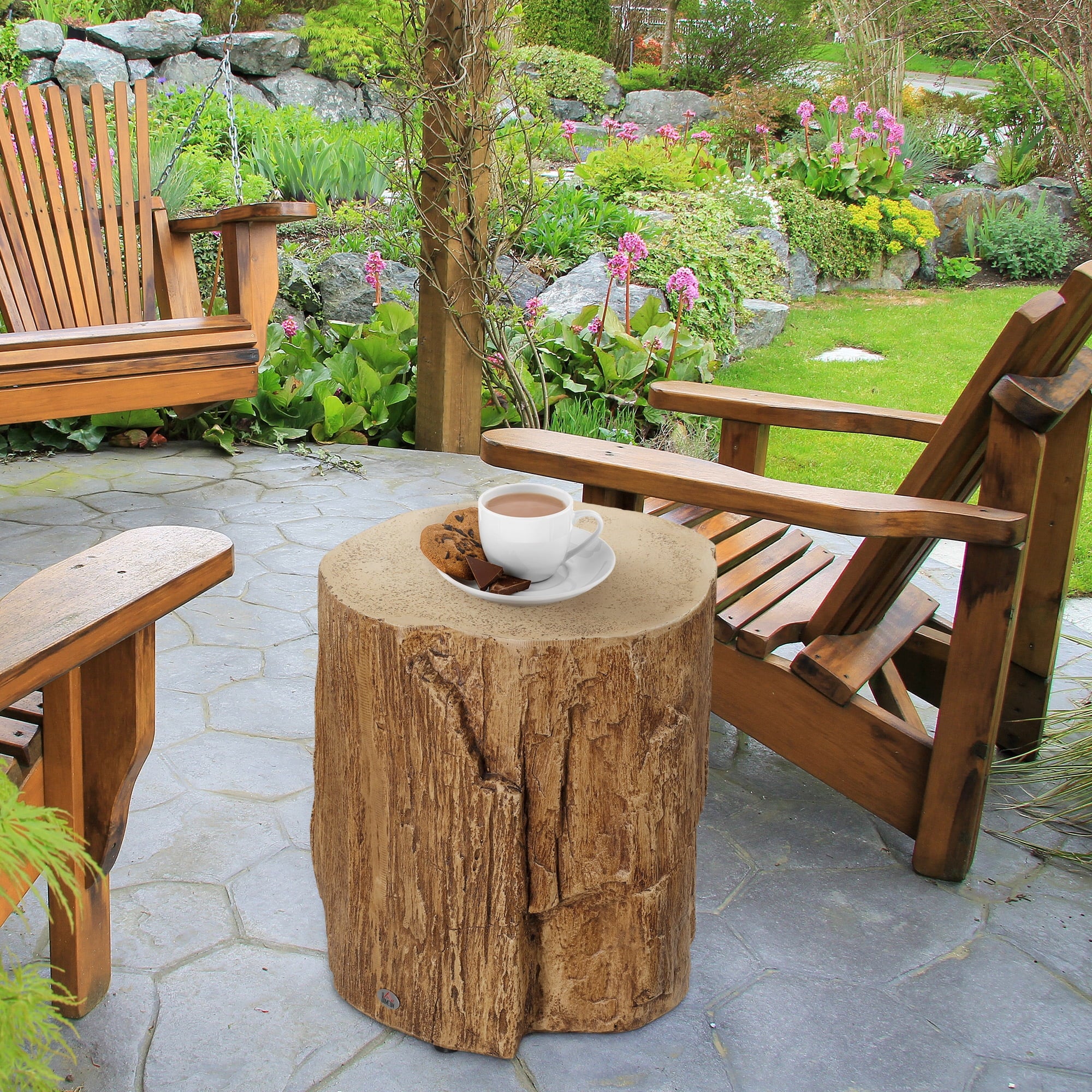 Natural Concrete Side Table Set of 2 Q8949