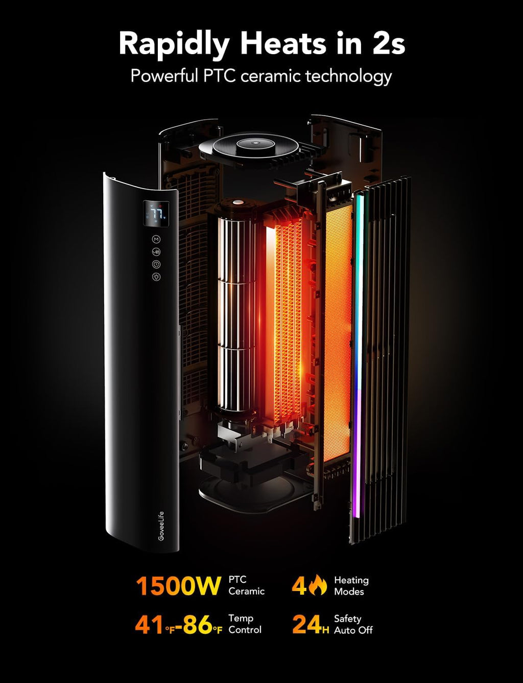 Smart Oscillating Ceramic Tower Heater 1500W X940