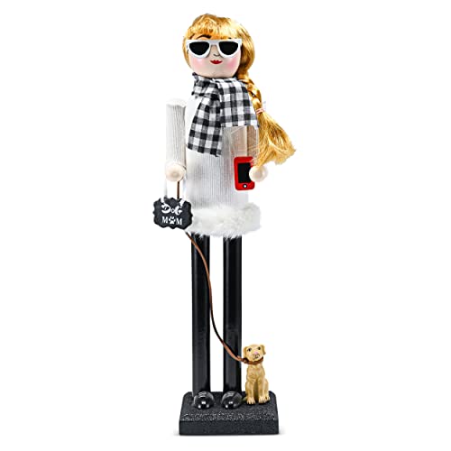 White and Black Wooden Nutcracker Woman 15" T199