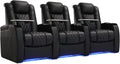 Black Leather Recliner Sofa Row of 3 K152