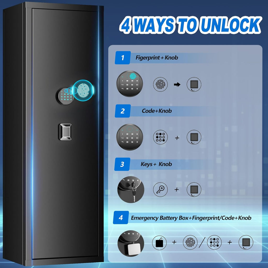 Unassembled Gun Safe with Fingerprint Access, Removable Shelf and Pistol Bag P2718