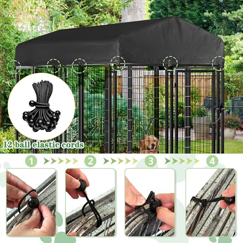Black 600D Waterproof Oxford Cloth Dog Kennel Replacement Top Cover 10'Dx10'Wx1.4'H G4651
