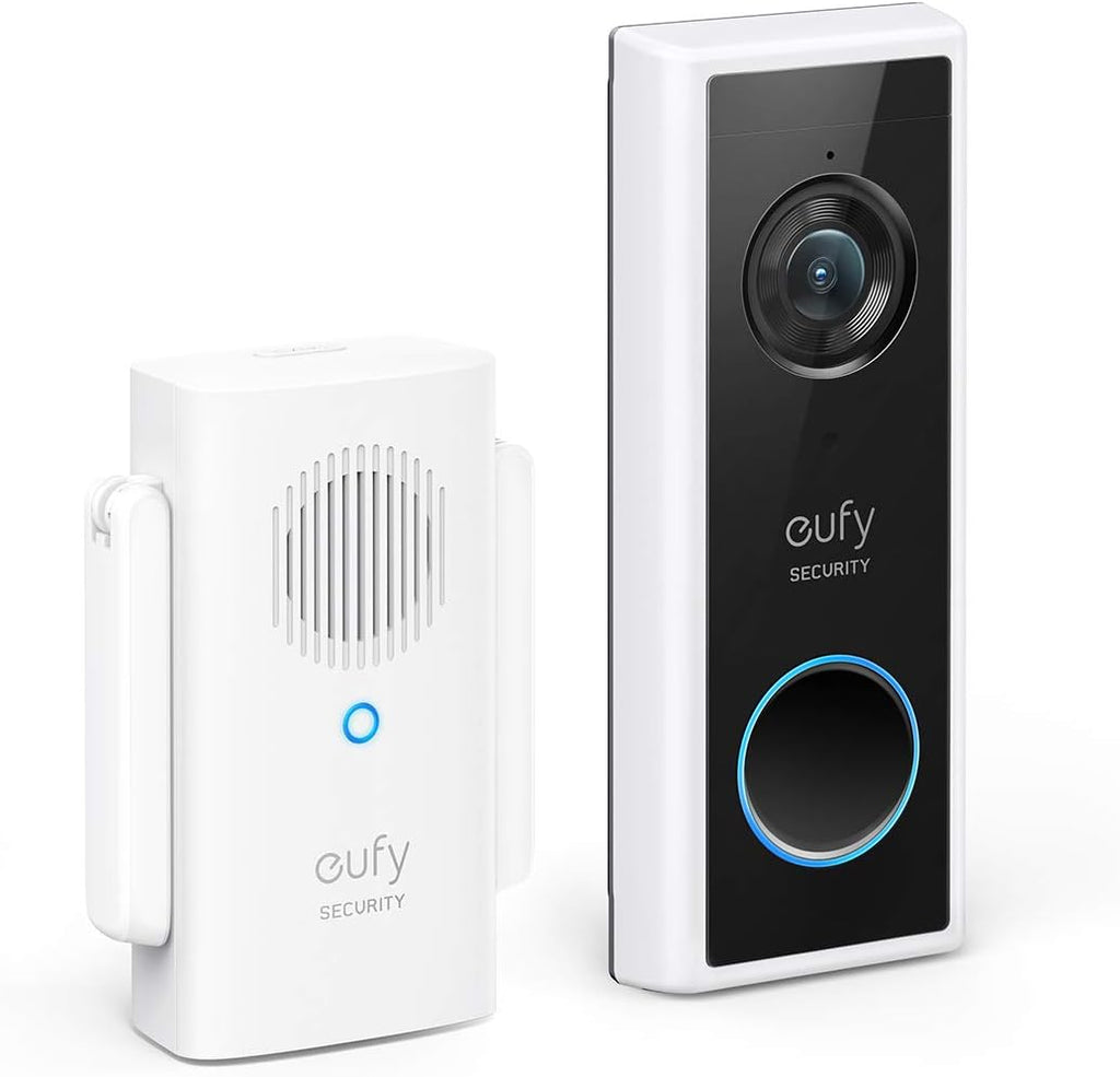 White Wireless Video Doorbell with 1080p-Grade Resolution and 2-Way Audio B445804
