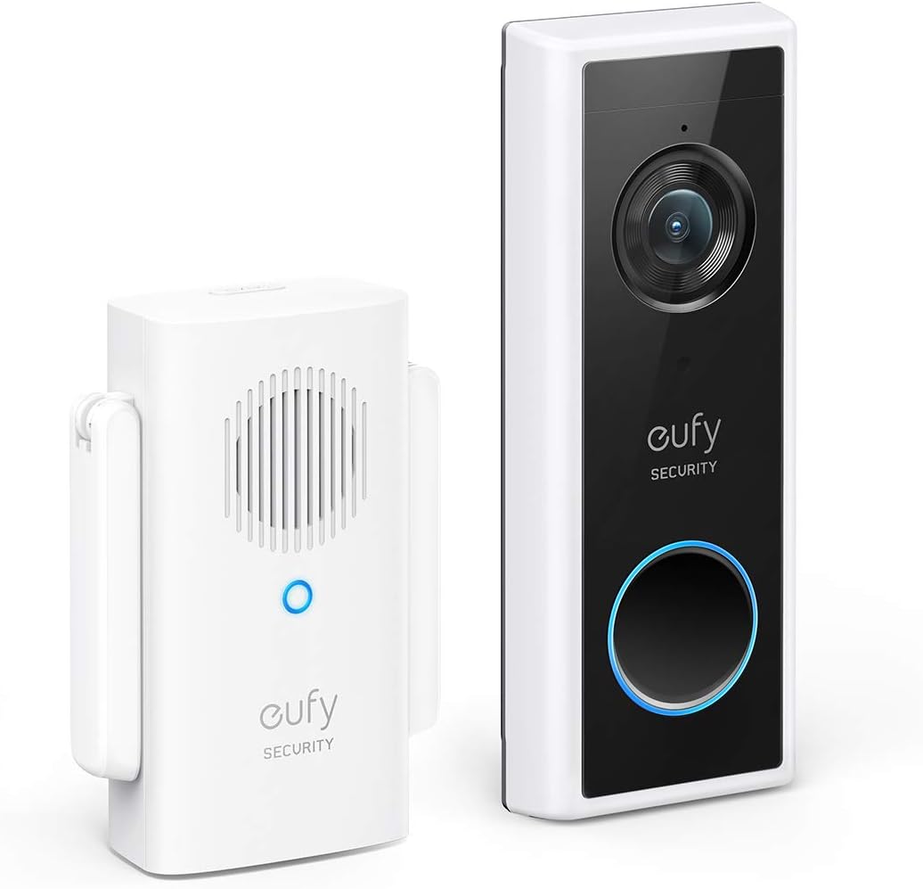 White Wireless Video Doorbell with 1080p-Grade Resolution and 2-Way Audio B445804