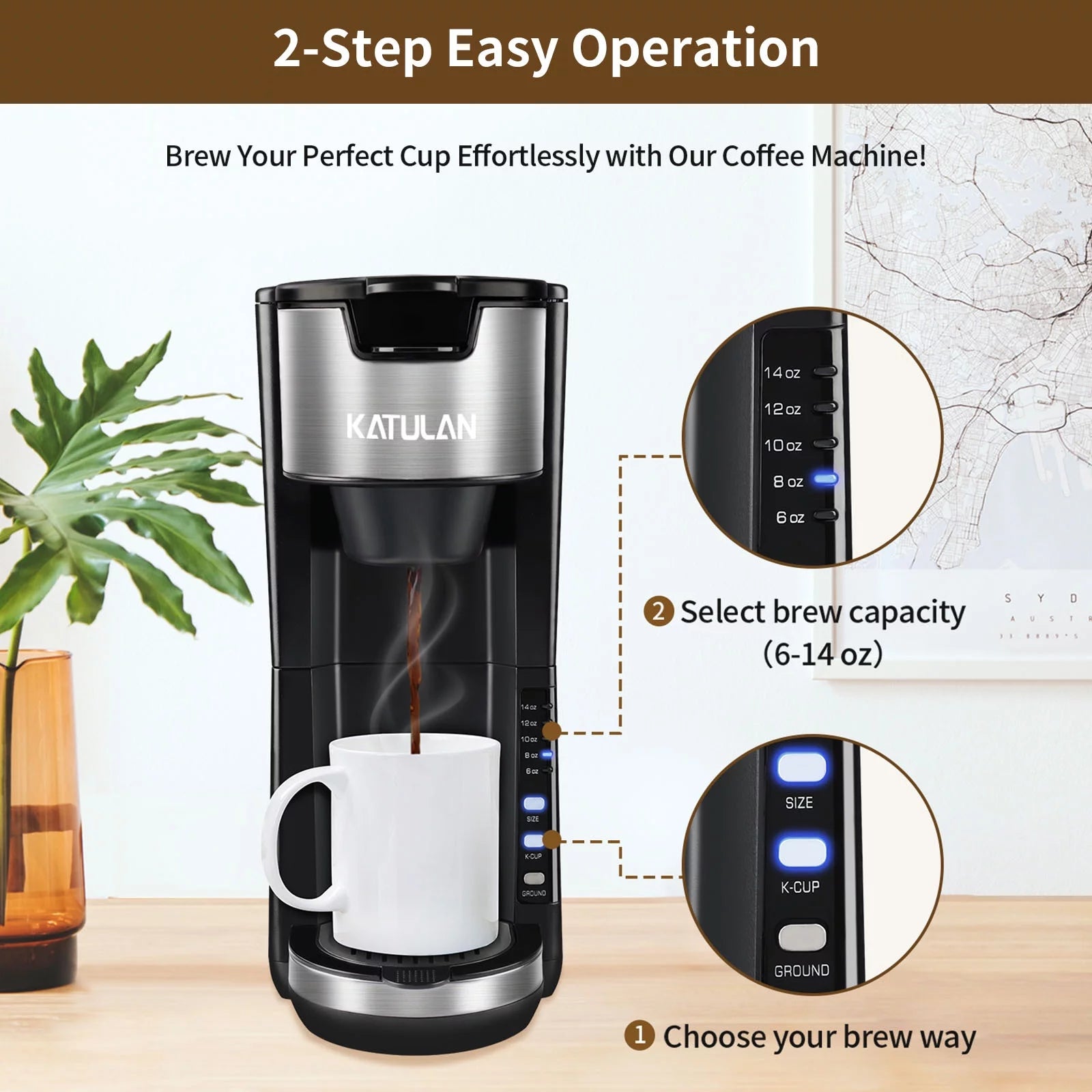 Black Single Serve Coffee Maker with 30 Oz Removable Water Tank P792681