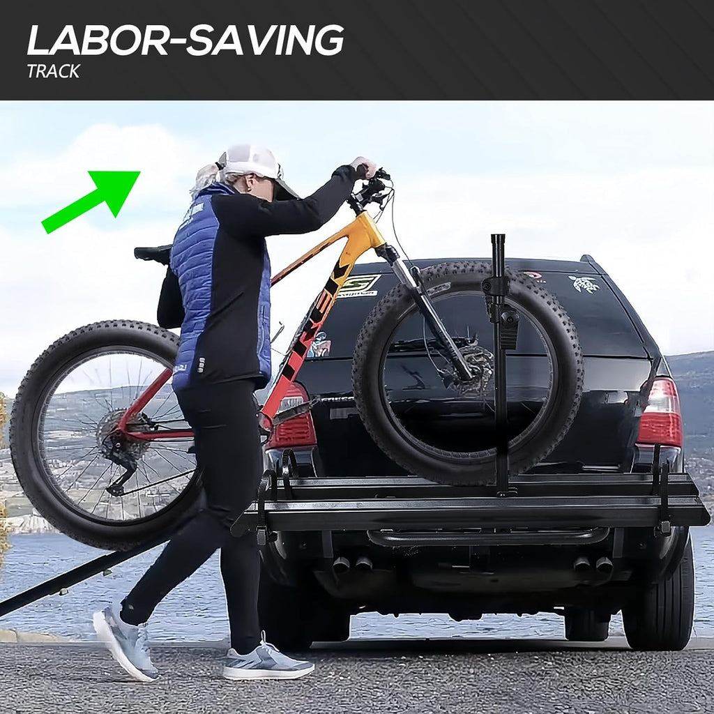 2" Hitch EBike Rack with Ramp, 200 LBS Capacity Foldable Platform U9353
