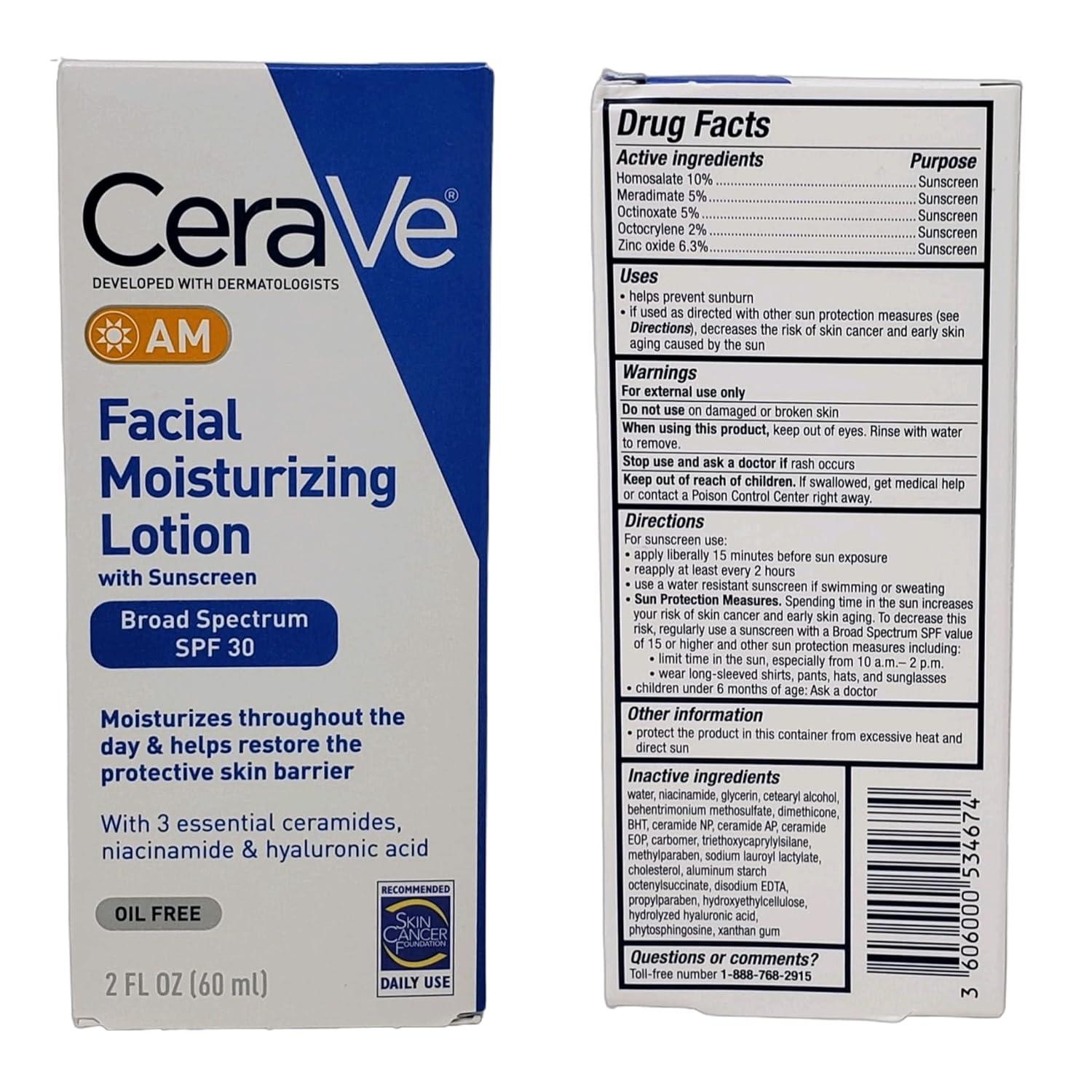 Daily Moisturizing Lotion Bundle - AM & PM Facial Set, Sunscreen (2 oz) - 8 fl oz Total (4 Bottles) L222016