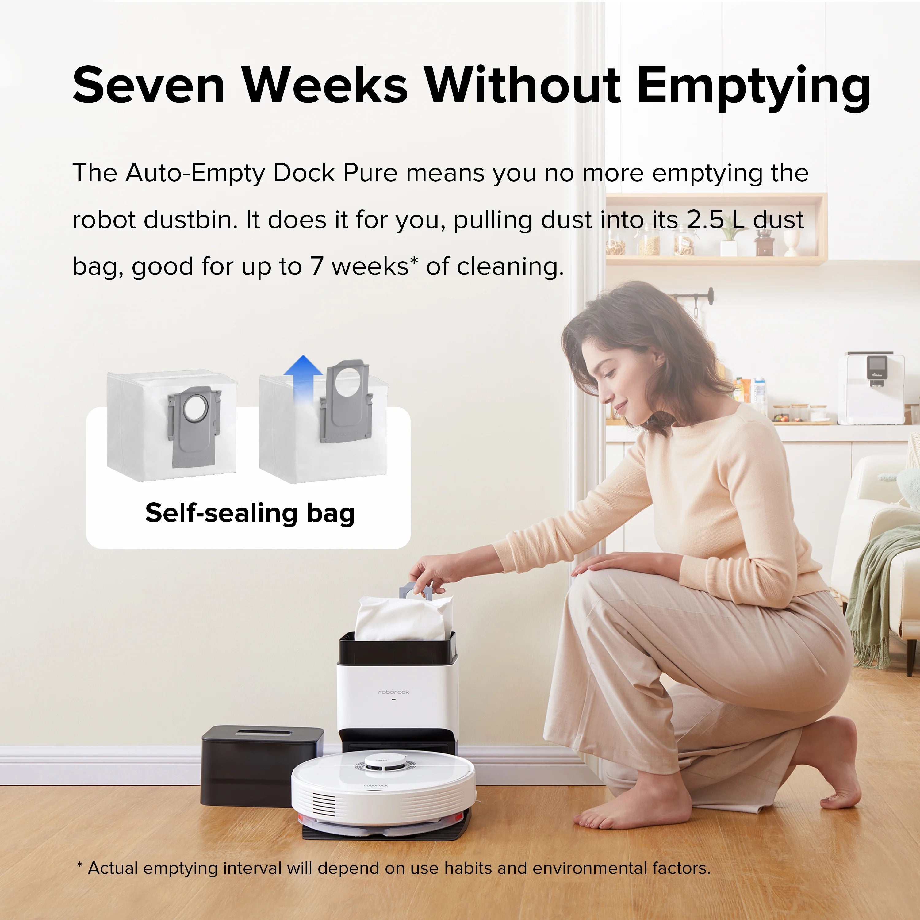 Robot Vacuum Cleaner with Auto-Empty Dock, 4200Pa Suction, White Z6685