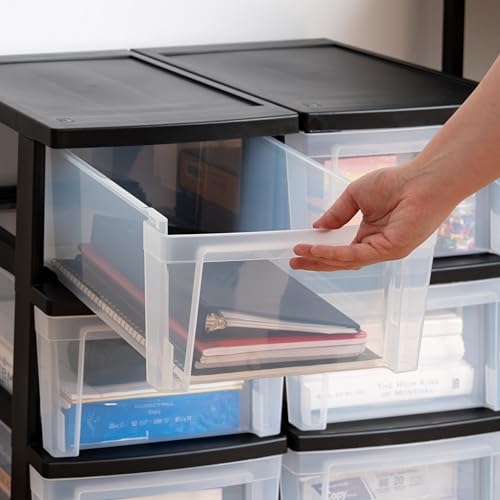 Black/Clear 3-Drawer 2-Pack Plastic Drawer Storage Organizer Y6038