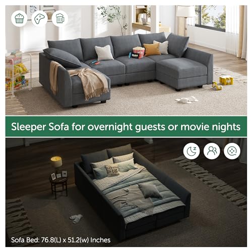 Grey Modular Sectional Sofa with Storage O356