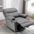 Genuine Leather Swivel Rocker Recliner Chair, Dark Grey S423208