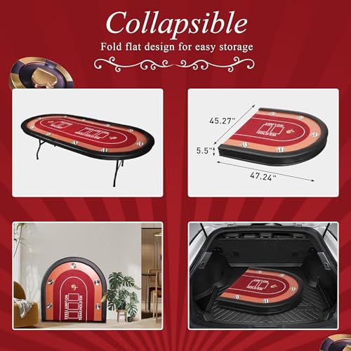 84" Foldable Poker Table with Chips Tray C650547