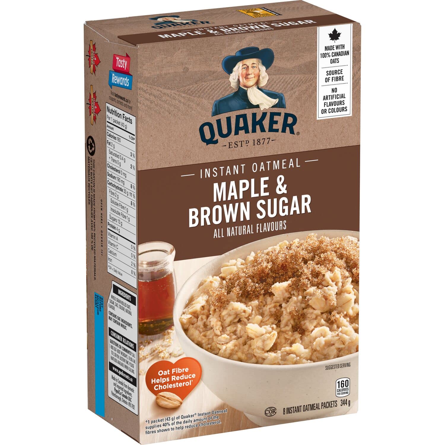 Maple and Brown Sugar Instant Oatmeal, 8ct, 344g M288