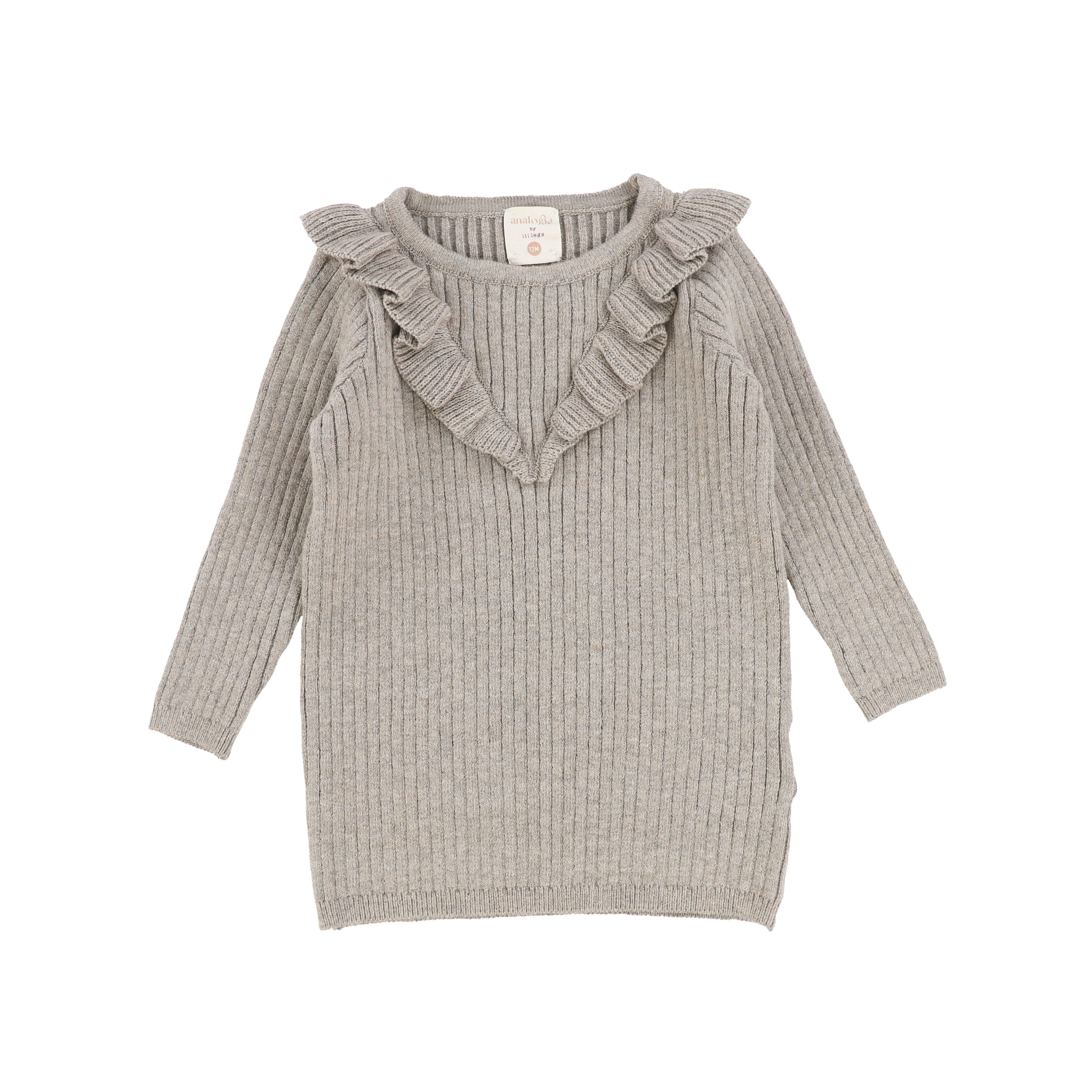Analogie by Lil Legs Ruffle Sweater - Taupe